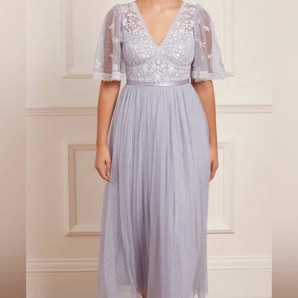 Needle & Thread Dress Pale Blue Bouquet Bodice Ankle Gown Tulle Plus Size US14 - Picture 3 of 6